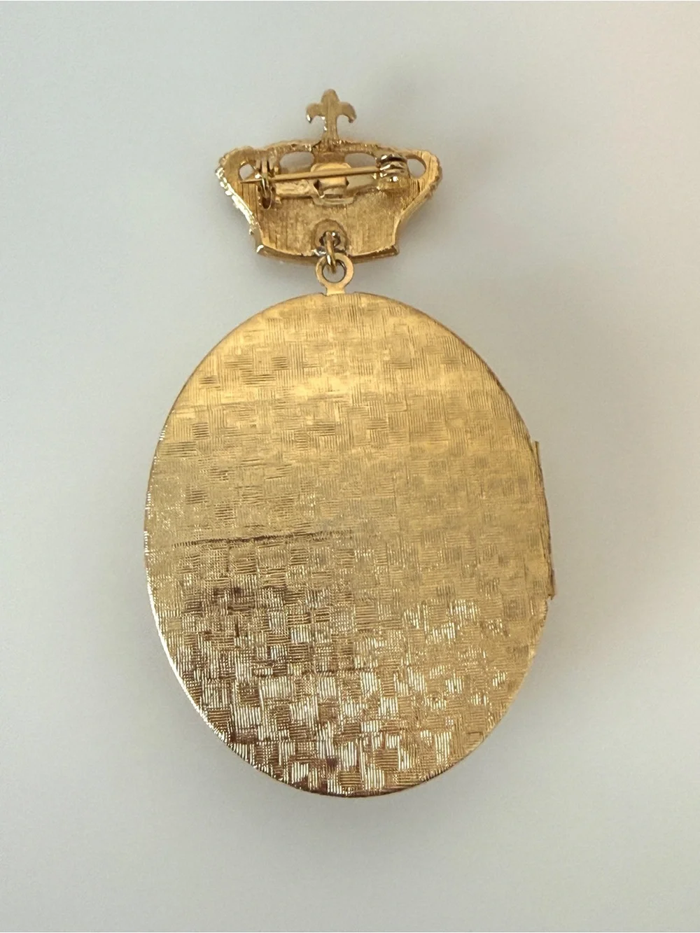 Gold Floral Crown Locket Pendant - Pink Rose Design